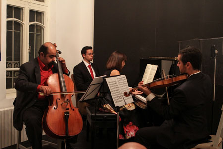 Jordanian musicians perform during a concert at Amman’s NOFA Creative Space on Wednesday (Photo by Nader Daoud)